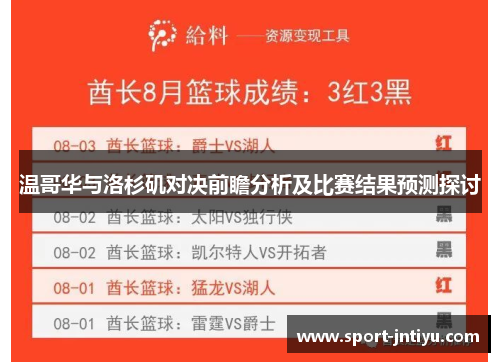温哥华与洛杉矶对决前瞻分析及比赛结果预测探讨