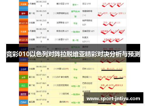 竞彩010以色列对阵拉脱维亚精彩对决分析与预测